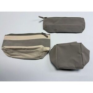Buckhead Betties Travel Case Set Gray + Canvas 3-Piece Cosmetic Bags